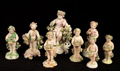 Lot 413 - Eight small porcelain models of putti...