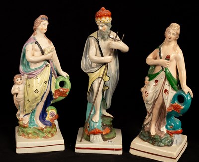 Lot 418 - Three Staffordshire pearlware figures, two of...