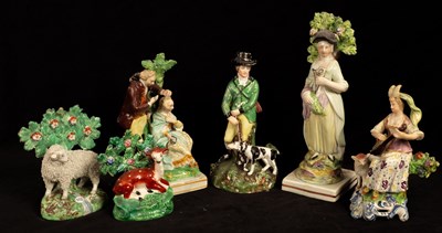 Lot 420 - Six various pearlware figures to include a...