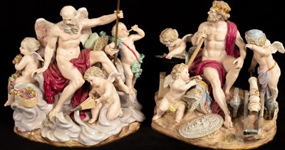 Lot 424 - Two late 19th Century large Meissen figure...