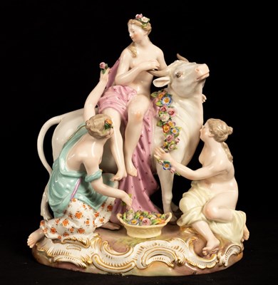 Lot 425 - A Meissen figure group of Europa and the Bull,...