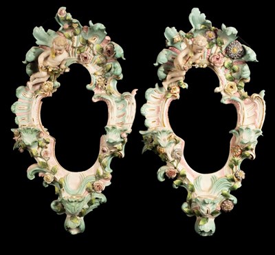 Lot 427 - A pair of Samson porcelain flower-encrusted...