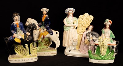 Lot 434 - Three Staffordshire flat-back equestrian...