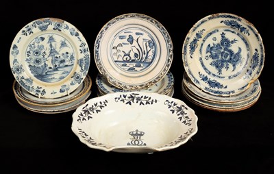 Lot 437 - Seventeen Dutch and English blue and white...