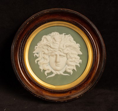 Lot 444 - A Wedgwood sage jasper roundel depicting...