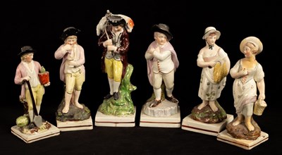 Lot 456 - Four Staffordshire pearlware figures of the...