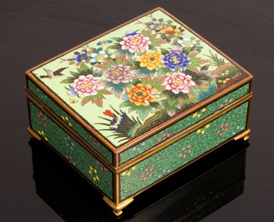 Lot 476 - A cloisonné box and cover, the cover decorated...