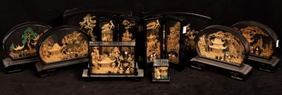 Lot 491 - A collection of cork dioramas in glazed...