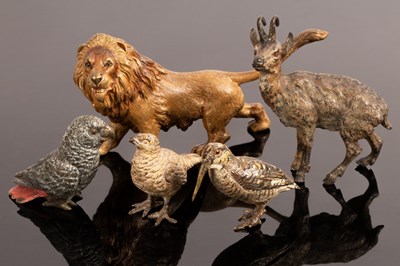 Lot 505 - Five Austrian cold-painted bronze creatures to...