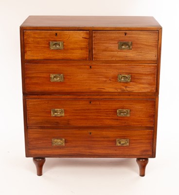 Lot 531 - A 19th Century campaign chest, fitted two...