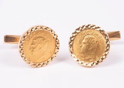 Lot 103 - A pair of  Pahlavi gold coins cufflinks