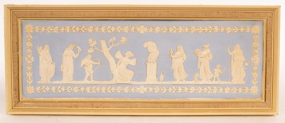 Lot 548 - A Wedgwood style blue jasperware plaque...