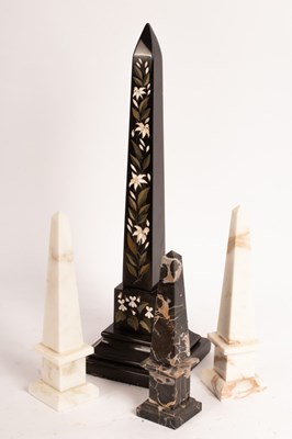 Lot 562 - An Ashford inlaid black marble obelisk, late...