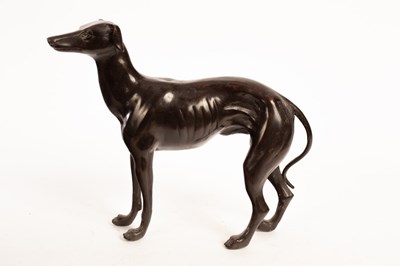 Lot 570 - A bronze figure of a greyhound, 30cm...