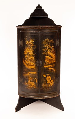 Lot 588 - A 19th Century lacquered bowfronted floor...