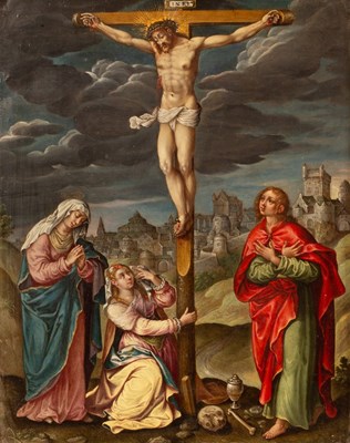 Lot 844 - Flemish School/The Crucifixion/oil on copper,...