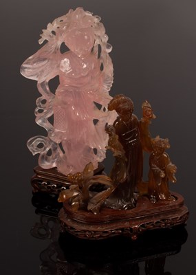 Lot 974 - A Chinese rose quartz carving, 20th Century,...