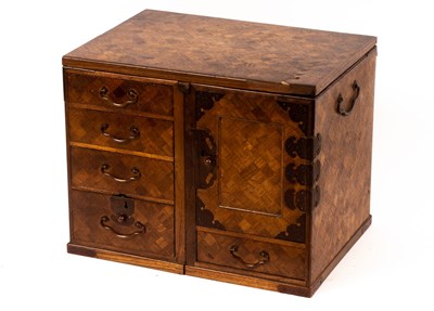 Lot 985 - A Japanese inlaid desktop cabinet, Meiji...