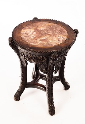 Lot 987 - A small Chinese pierced and carved hardwood...