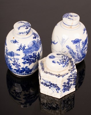 Lot 1011 - A pair of Japanese blue and white caddies,...