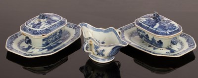 Lot 1012 - A Chinese blue and white sauce boat, Qianlong...