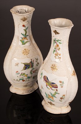 Lot 1032 - A pair of Cantonese baluster vases with...