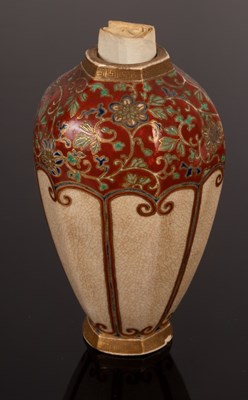 Lot 1036 - A Japanese Satsuma vase of hexagonal baluster...