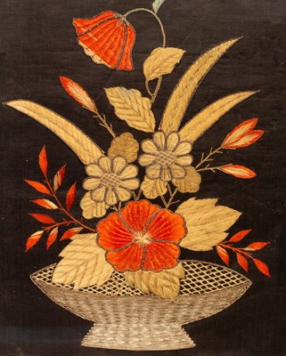 Lot 1048 - A pair of Japanese silk embroidered pictures,...