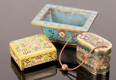 Lot 1084 - Three 19th/20th Century cloisonné vessels to...