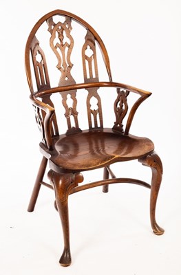 Lot 1108 - A Gothic splat back chair, with solid elm seat...