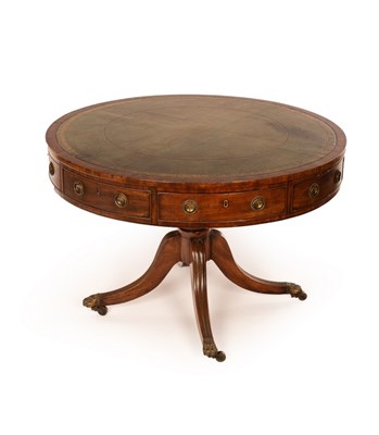 Lot 1124 - A Regency mahogany drum table, fitted four...