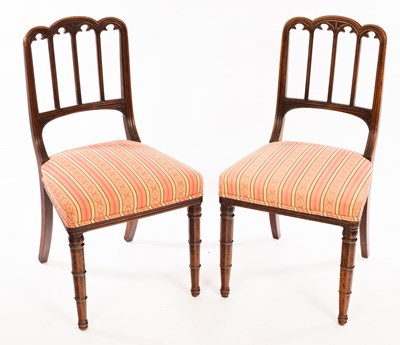 Lot 1127 - A pair of single chairs with Gothic style...