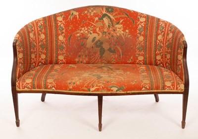 Lot 1136 - An Edwardian upholstered tub shaped sofa, the...