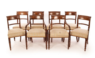 Lot 1162 - Eight Regency mahogany dining chairs with rope...