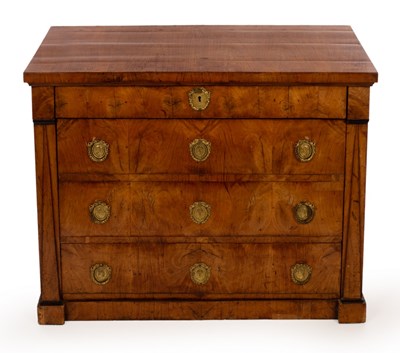 Lot 1172 - A walnut Empire chest with plain rectangular...