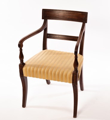 Lot 1187 - A Regency style mahogany armchair, the reeded...