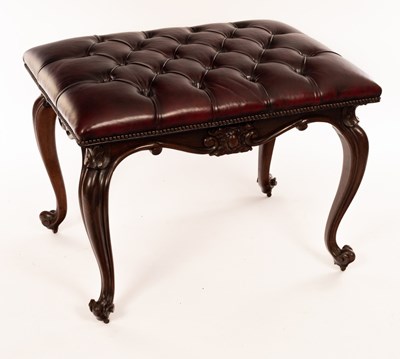 Lot 1230 - A rosewood framed stool, the button...