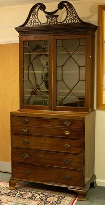 Lot 1237 - A George III mahogany secretaire bookcase,...