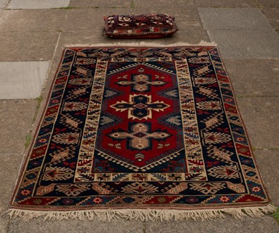 Lot 1250 - A South West Persian cushion and a Turkish rug