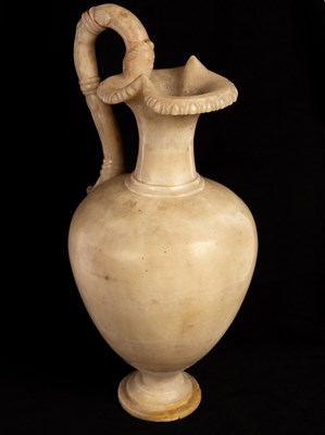 Lot 1303 - A Grand Tour Neoclassical alabaster ewer,...