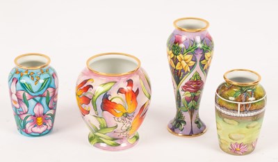 Lot 1325 - Four Moorcroft enamel vases, Golden Jubilee,...