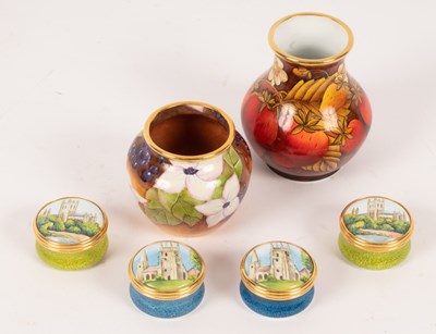 Lot 1327 - Two Moorcroft enamel vases, Dogwood and...