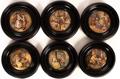 Lot 1338 - Six Prattware pot lids, Second Appeal (blue...