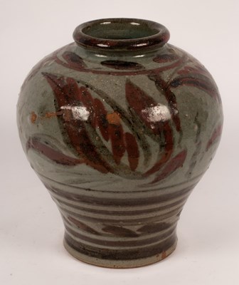 Lot 1341 - A studio pottery vase, the grey ground with...