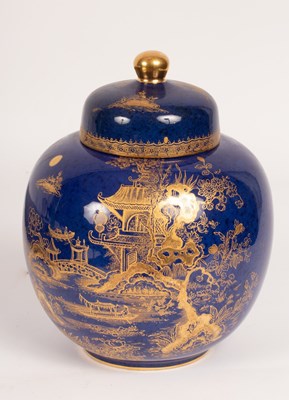 Lot 1347 - A Wilton Ware blue jar and cover, 20th Century,...