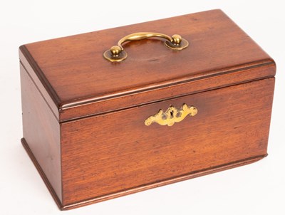 Lot 1378 - A mahogany tea caddy with brass handle and...