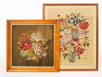 Lot 1417 - A needlework picture of flowers, 62cm x 48cm...