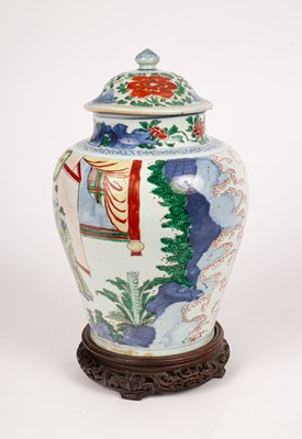 Lot 30 - A wucai jar and cover of baluster form