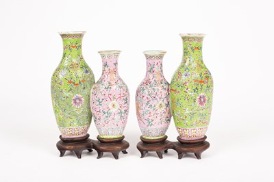 Lot 31 - A pair of famille rose conjoined vases