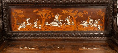 Lot 417 - A South German or North Italian ivory inlaid hall bench or settle